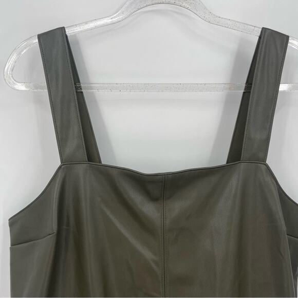 Abercrombie & Fitch Vegan Leather Shift Mini Dress Size Large Olive‎ NWT - Picture 2 of 9